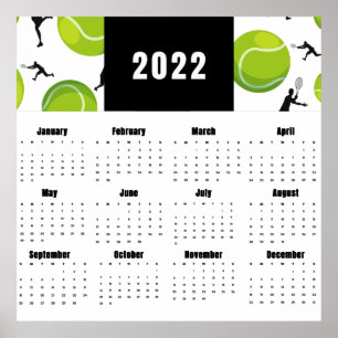 Poster Tennis Player Coach Calendar 2022 Ball Pattern