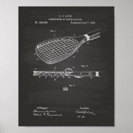 Poster Tennis Racket 1887 Patent Art Chalkboard