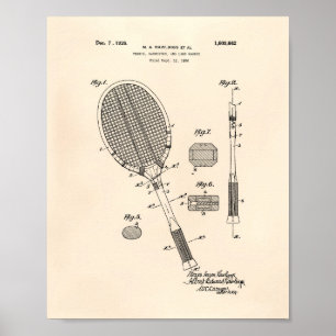 Poster Tennis Racket 1925 Art Brevet Vieux Poivre