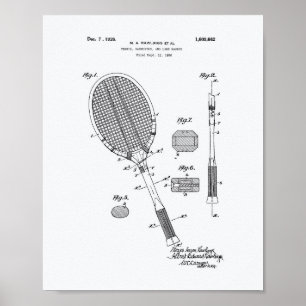 Poster Tennis Racket 1925 Brevet Art Livre blanc