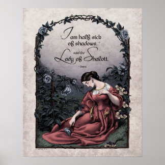 Poster Tennyson "Lady of Shalott" Art victorien 16x20