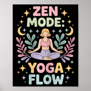 Poster Tenue de méditation rétro de yoga en mode Zen pour