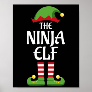 Poster Tenue de Noël assortie pour famille d'elfe ninja