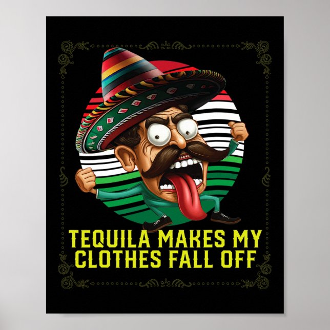 Poster Tequila Met Mes Vêtements Tomber Du Tequil Alcooli (Devant)