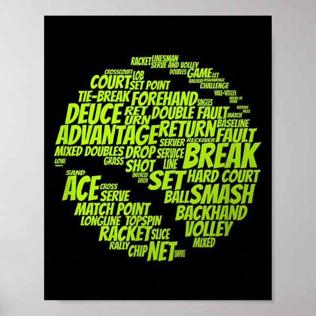Poster Termes Tennis Joueur De Tennis Jouer Tennis Ball (Devant)