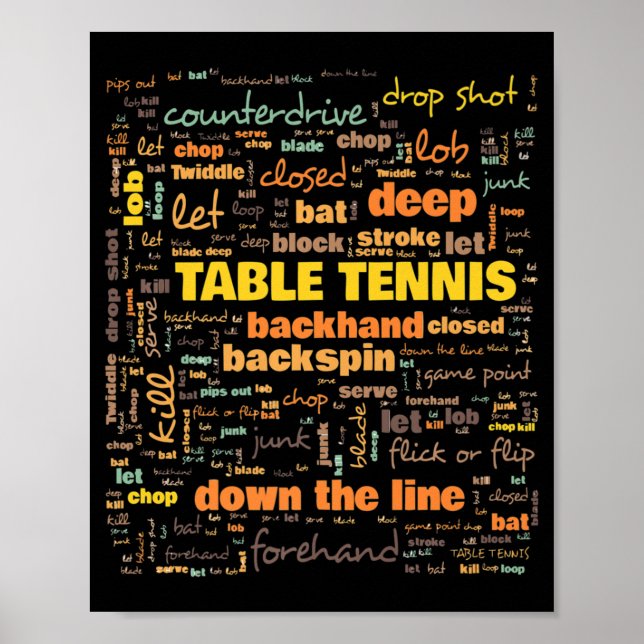 Poster Terminologie de tennis de table Termes couramment  (Devant)
