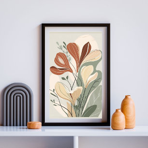 Poster Terracotta Botanical Flow II – Organique Contempor