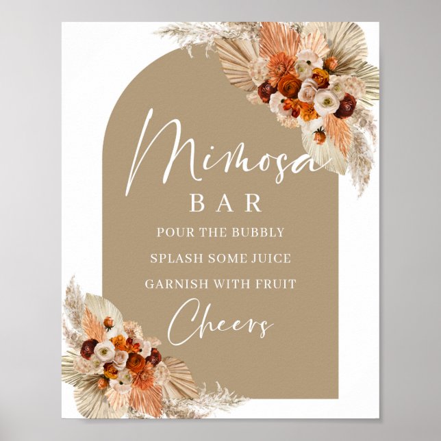 Poster Terracotta brûlé orange bordeaux beige Mimosa bar (Devant)