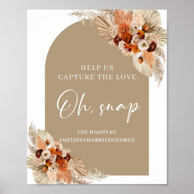 Poster Terracotta brûlé orange bordeaux boho Oh snap sign (Devant)