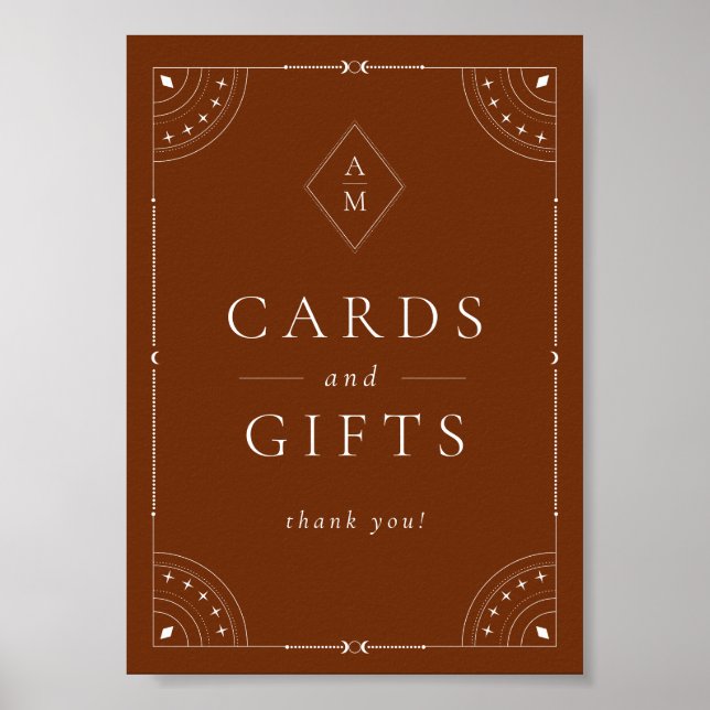 Poster Terracotta Céleste Lune & Étoiles Cartes & Cadeaux (Devant)