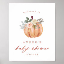 Terracotta Citrouille et Rose Baby shower Bienvenu
