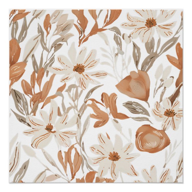 Poster Terracotta Fleur sauvage Russe Boho Mur Art (Devant)