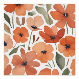 Poster Terracotta Fleur sauvage Russe Boho Mur Art