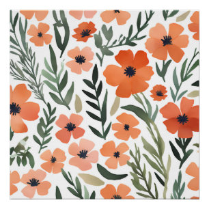 Poster Terracotta Fleur sauvage Russe Boho Mur Art