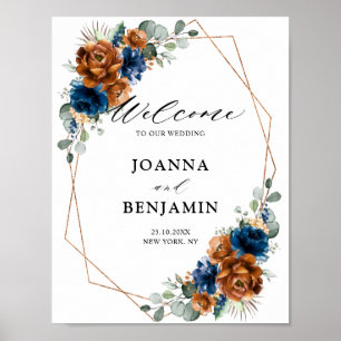 Poster Terracotta Marine Bleu Vert Mariage Bienvenue