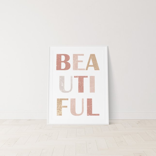 Poster Terracotta & Rose Poussiéreuse “Beau” Typographie  (Créateur téléchargé)