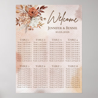 Poster Terracotta Rustique Boho Floral Aquarelle Mariage