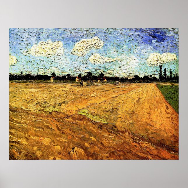 Poster Terrain coulé (les Furrows) par Vincent van Gogh (Devant)
