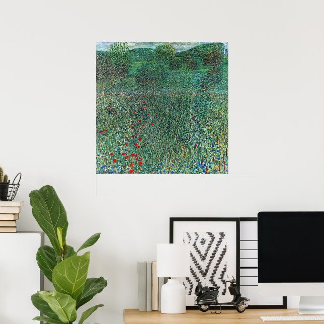 Poster Terrain de fleurs à Litzlberg Klimt, Paysage Vinta (Bureau à domicile)