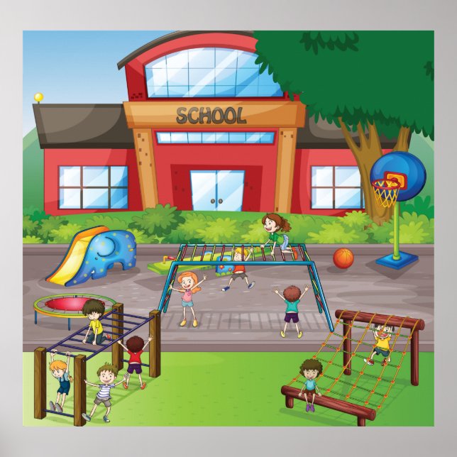 Poster Terrain de jeu scolaire (Devant)