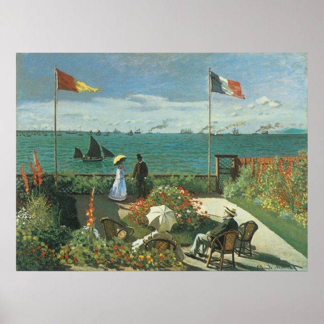 Poster Terrasse en bord de mer à Claude Monet (Devant)