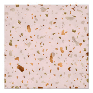 Poster Terrazzo Rose Blush Avec Spots De Cuivre Or
