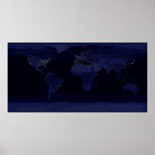 Poster Terre à la nuit Lumières panoramiques de l'espace