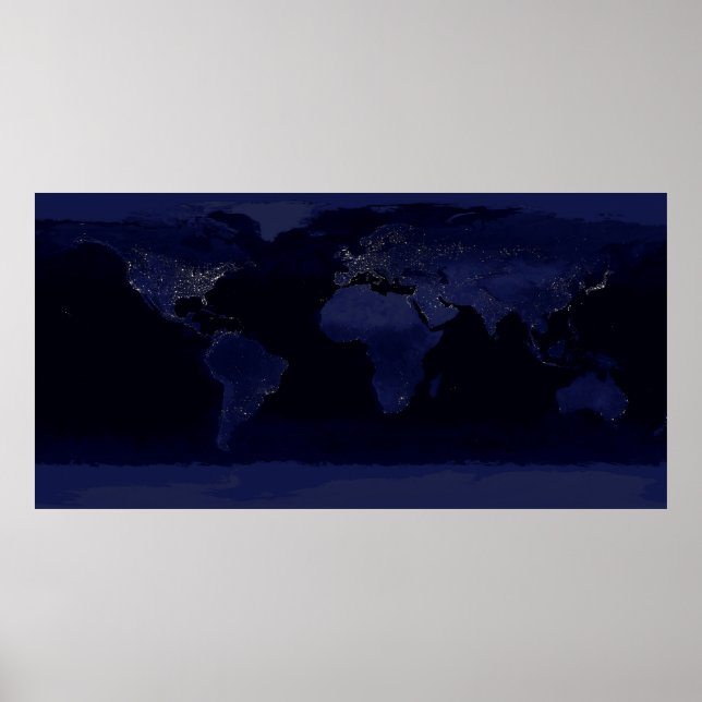 Poster Terre à la nuit Lumières panoramiques de l'espace (Devant)
