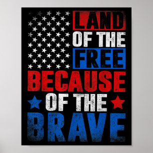 Poster Terre de liberté grâce au drapeau américain des br