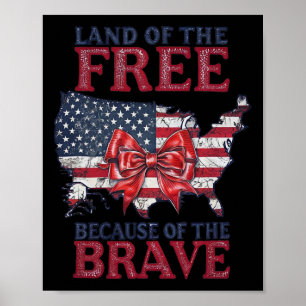Poster Terre de liberté grâce aux braves 4 juillet