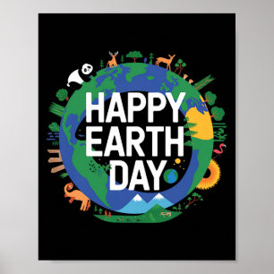 Poster Terre drôle terre heureuse jour de la terre rendre