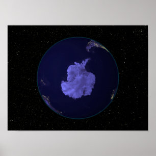 Poster Terre entière la nuit montrant les lumières de la 
