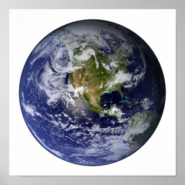 Poster Terre entière montrant l'Amérique du Nord (Devant)