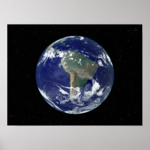 Poster Terre entièrement éclairée centrée sur l'Amérique