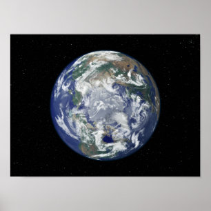 Poster Terre entièrement éclairée centrée sur le pôle Nor