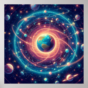 Poster Terre et les vibrations de la loi d'attraction mur