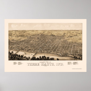 Poster Terre Haute, DANS la carte panoramique - 1880