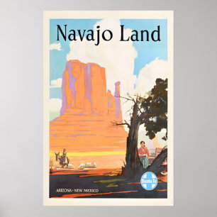 Poster Terre Navajo - Chemin de fer de Santa Fe - Voyage
