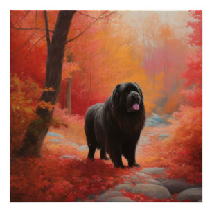 Poster Terre-Neuve en automne Les feuilles qui tombent in