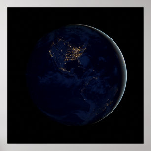 Poster Terre Pleine La Nuit Avec Les Lumières De La Ville