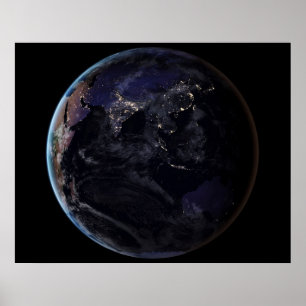 Poster Terre Pleine Montrant Les Lumières De La Ville D'A