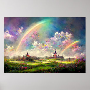 Poster Terre promise à deux arcs-en-ciel