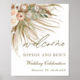 Poster Terreux Fleurs Séchées de Pampas Mariage de Bienve