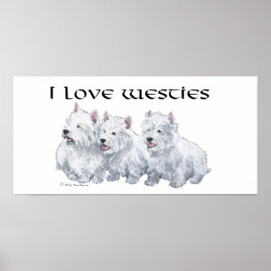 Poster Terrier blanc de West Highland, J'adore les Westie