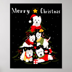Poster Terrier Blanc West Highland Westie Arbre de Noël 