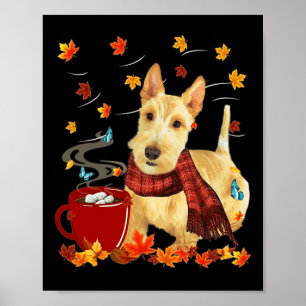 Poster Terrier écossais roux - Automne - Chocolat - Chaud