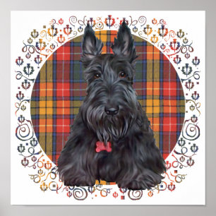 Poster Terrier Écossais sur Tartan