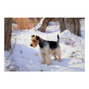 Poster Terrier Fox Wire Qu'il neige Noël 