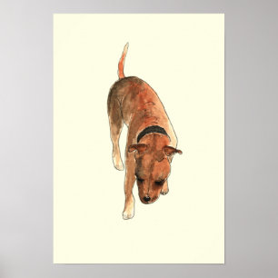 Poster Terrier Staffordshire Bull Fun Art Chien Aquarelle
