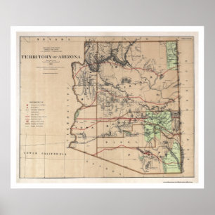 Poster Territoire de la carte 1876 de l'Arizona